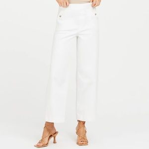 Spanx Stretch Twill Cropped Wide Legged Pant, Size L, Bright White